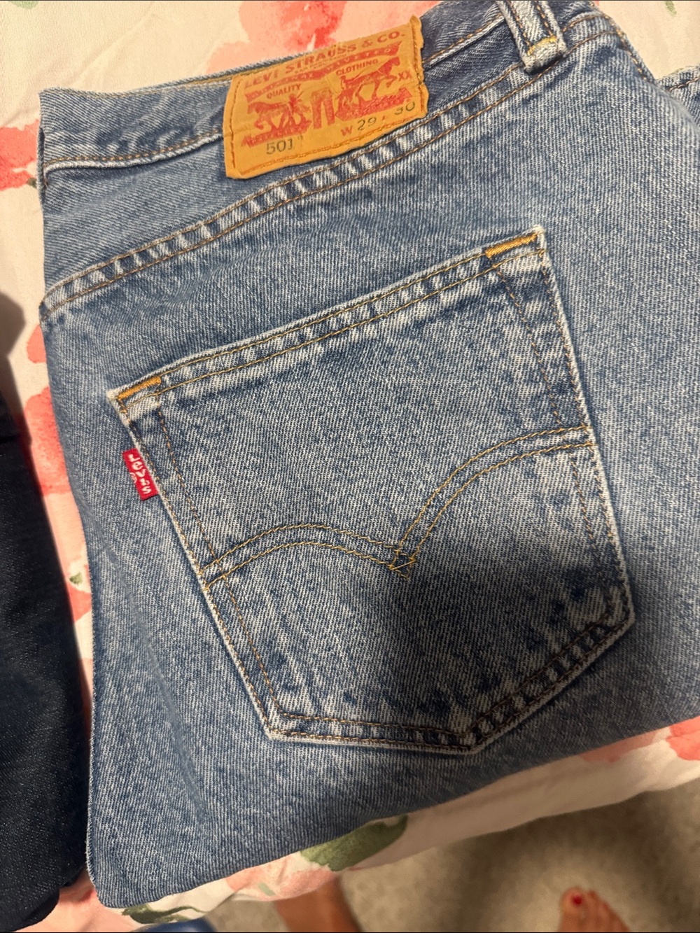 Levi's Women's High-Rise Light Blue Denim Jeans - 501 Pocket Detail